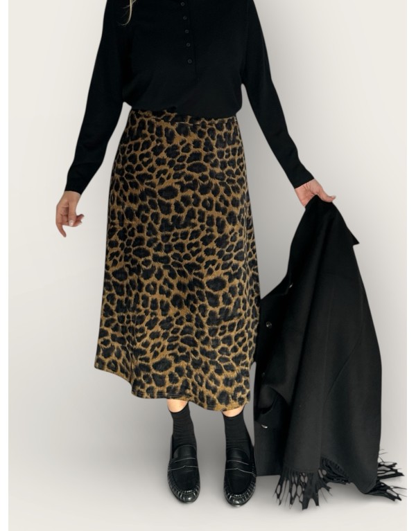 Gonna in velluto animalier