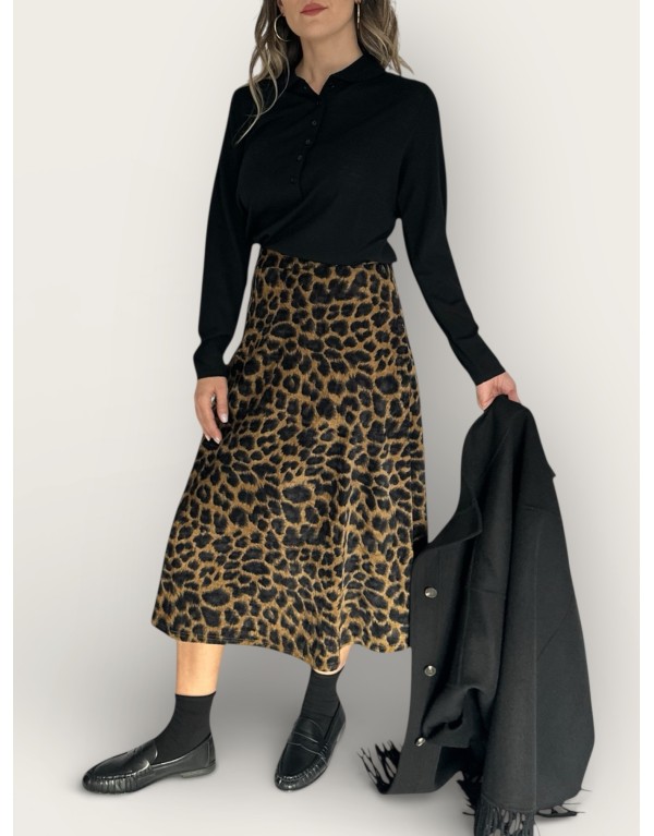 Gonna in velluto animalier