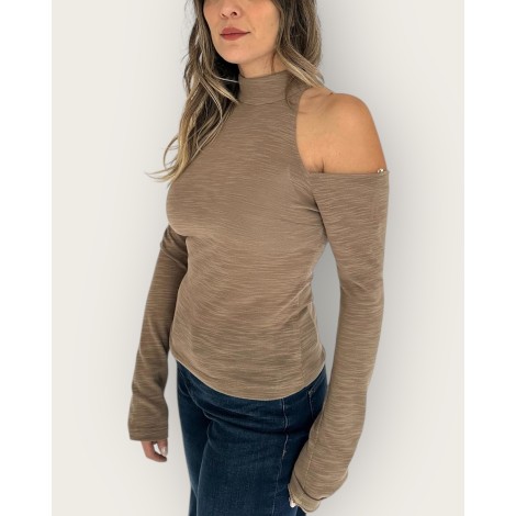 Maglia gioiello cut-out camel