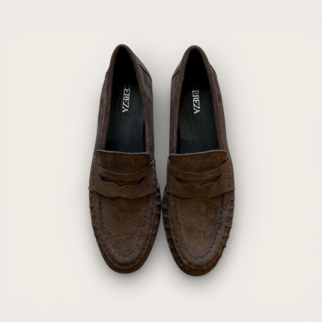 Mocassino in ecocamoscio marrone