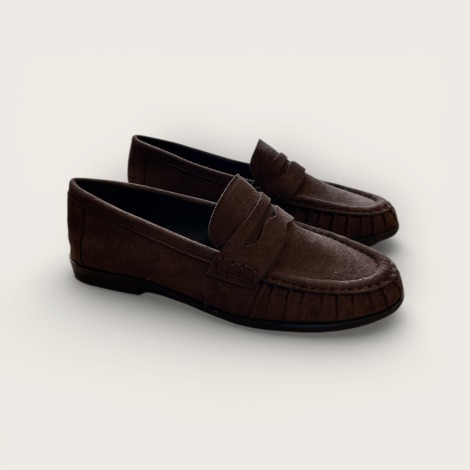 Mocassino in ecocamoscio marrone