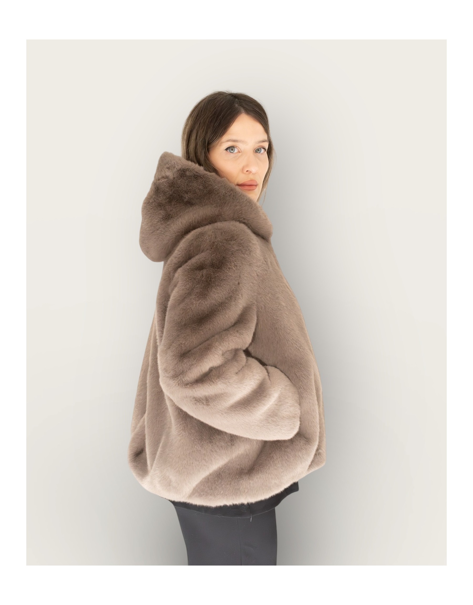 Eco pelliccia bomber taupe