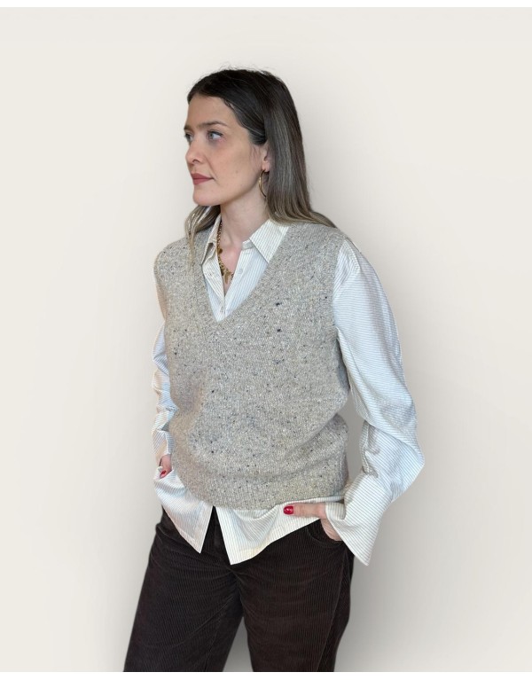 Gilet in Lana Tweed con Scollo a V