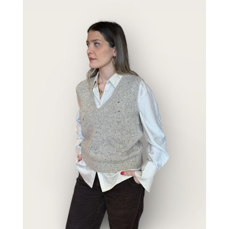 Gilet in Lana Tweed con Scollo a V