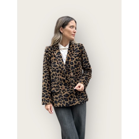 Blazer in velluto animalier