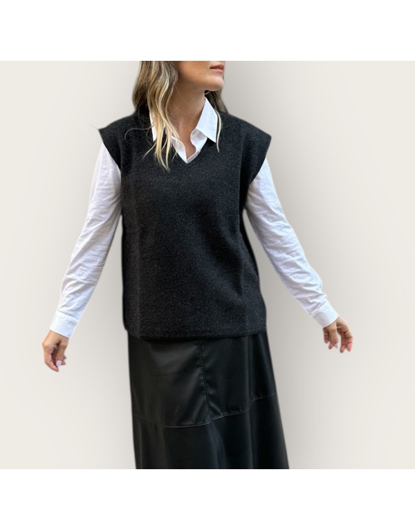 Gilet lana cotta grigio antracite
