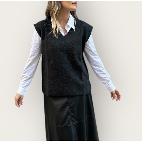 Gilet lana cotta grigio antracite