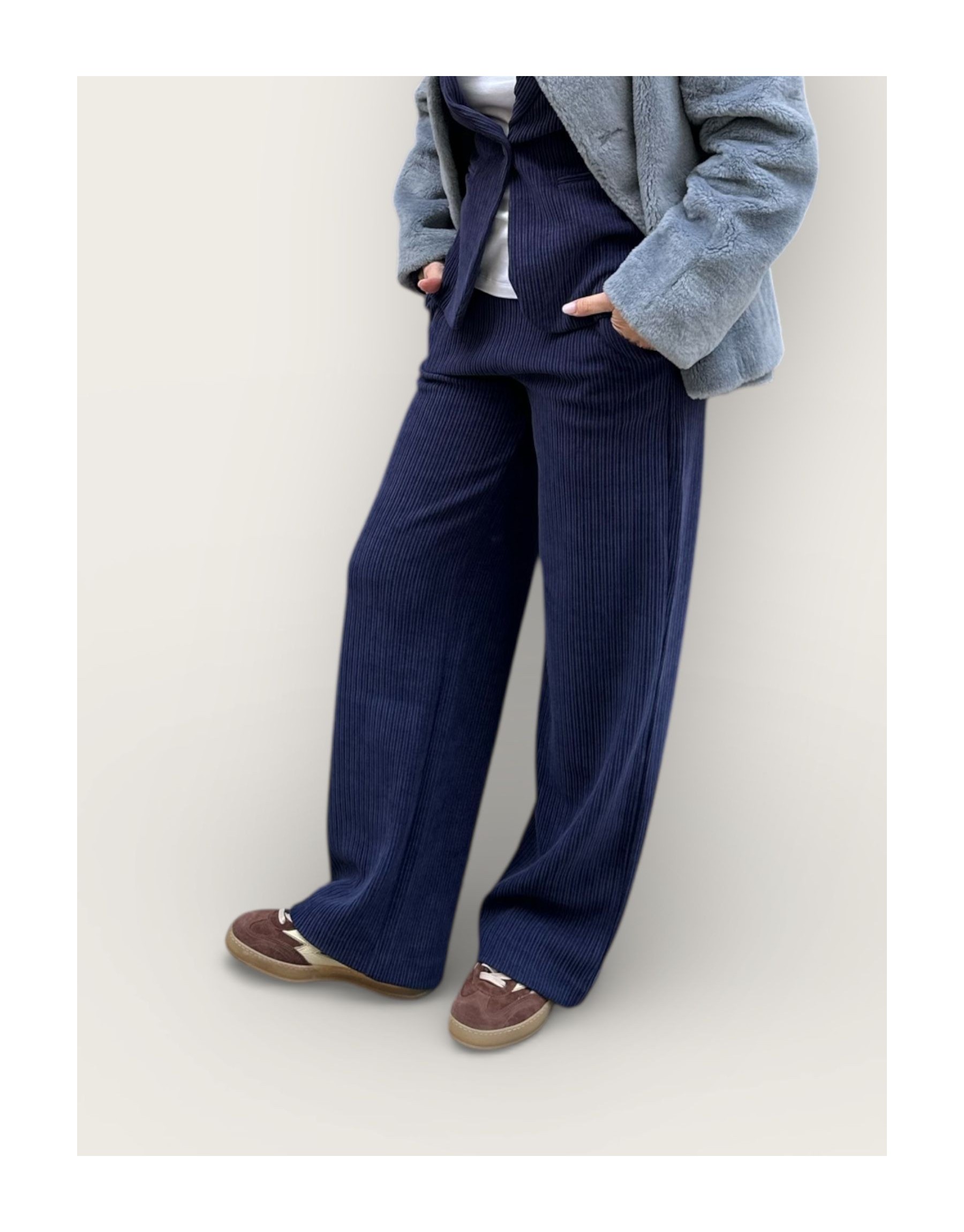 Pantalone in Velluto a Coste – Blu Navy