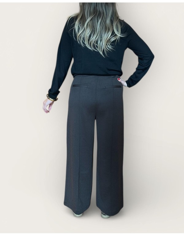Pantalone a Palazzo in Punto Milano Spigato – Nero e Moro
