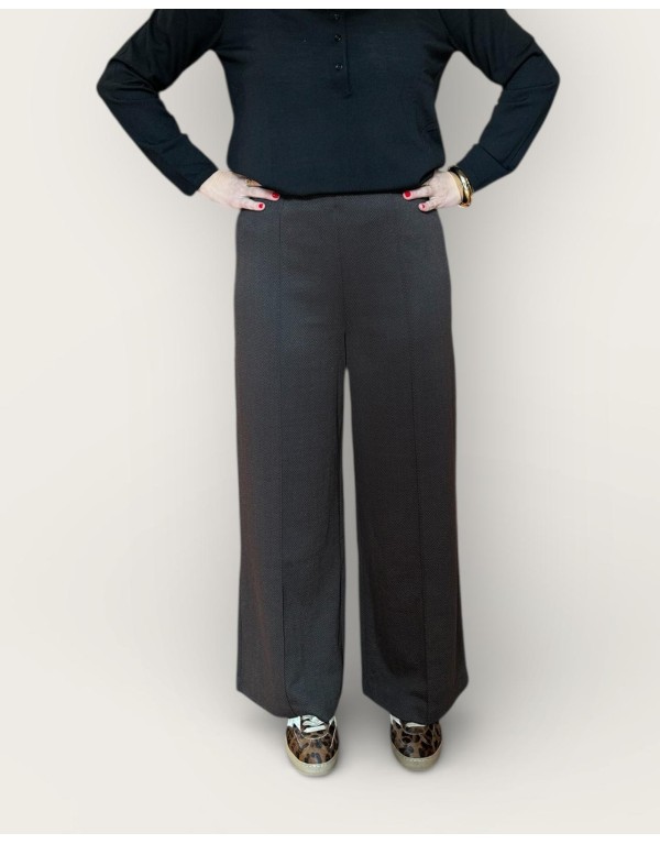 Pantalone a Palazzo in Punto Milano Spigato – Nero e Moro