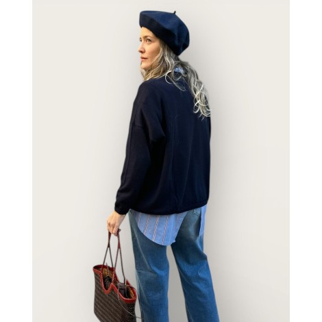 Maglia in Pura Lana Rasata – Blu Notte