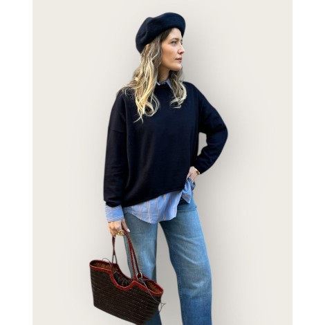 Maglia in Pura Lana Rasata – Blu Notte