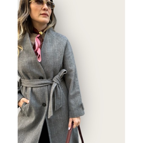 Cappotto spigato grigio