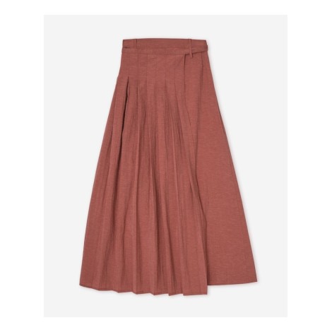 Gonna Lunga Plissé – Fascino Terracotta e Taglio Sartoriale