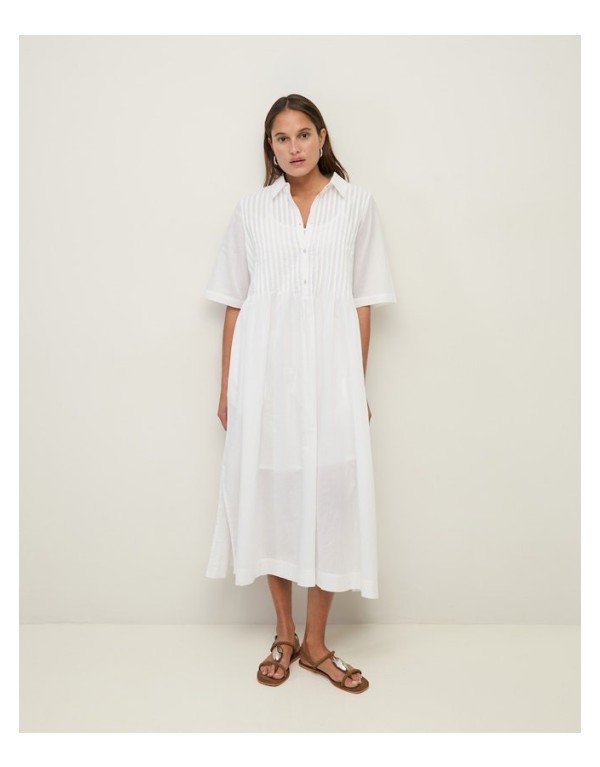 Maxi Abito in Cotone Organico – Plissé e Leggerezza