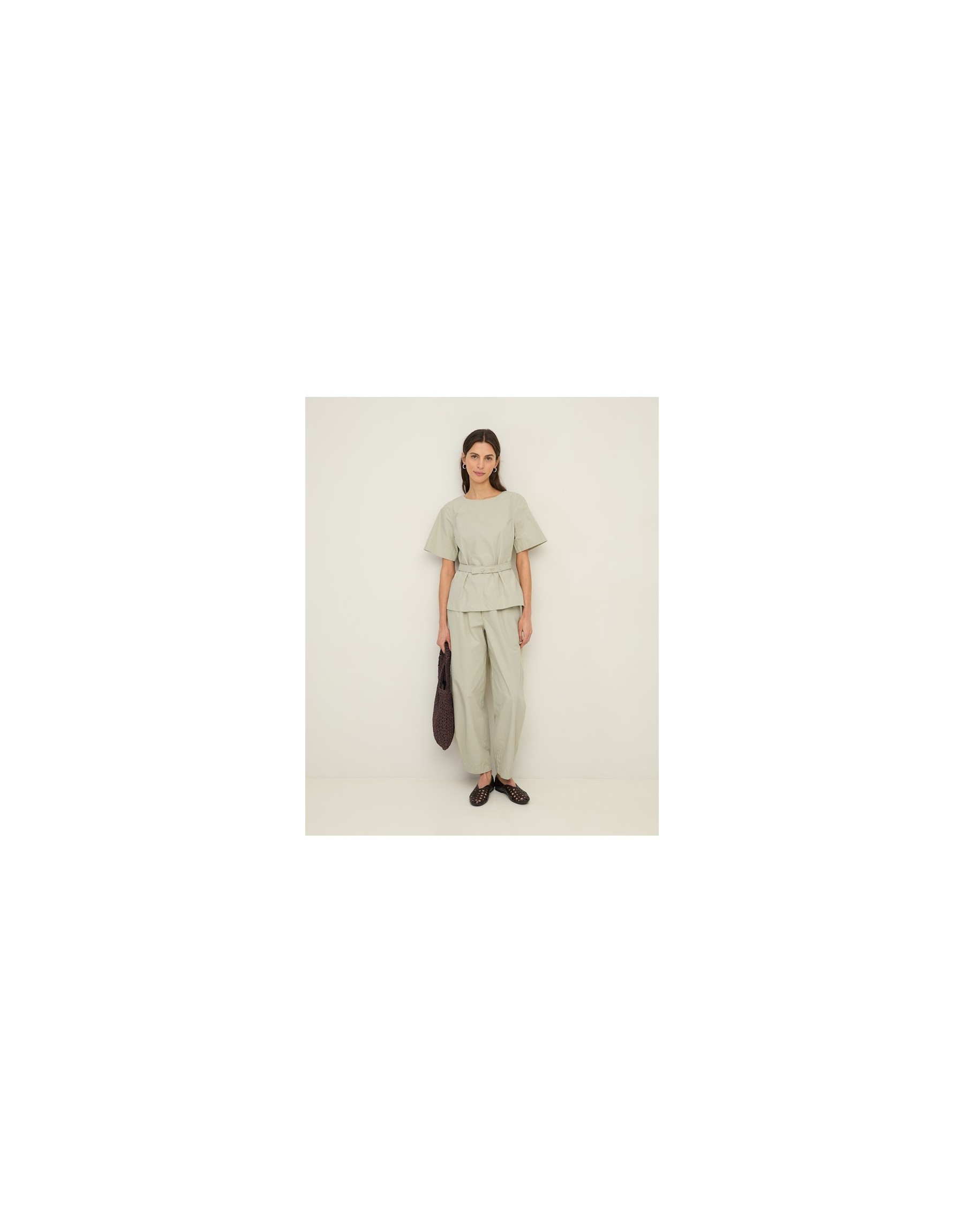 Pantalone verde acqua "Easy-Chic" in 100% Cotone