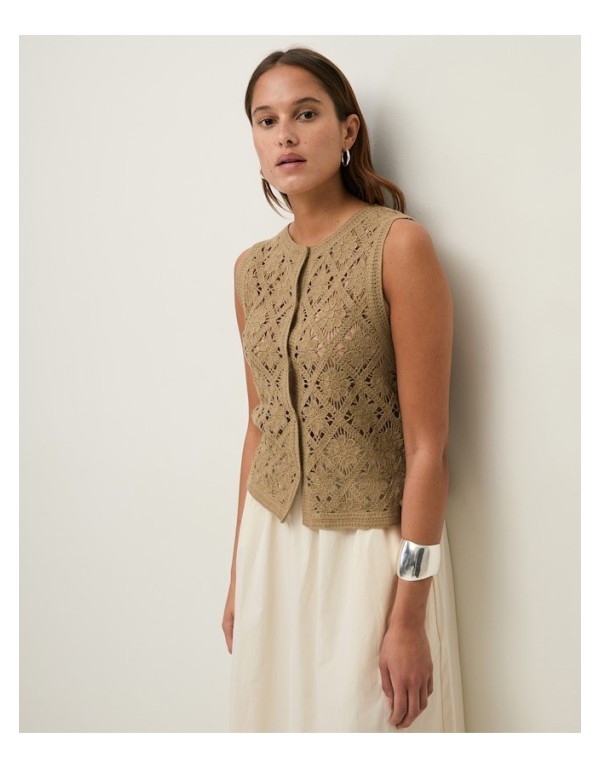 Top Gilet in Crochet a Rombi – Eleganza Boho-Chic