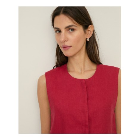 Gilet Minimal in 100% Lino – Lampone