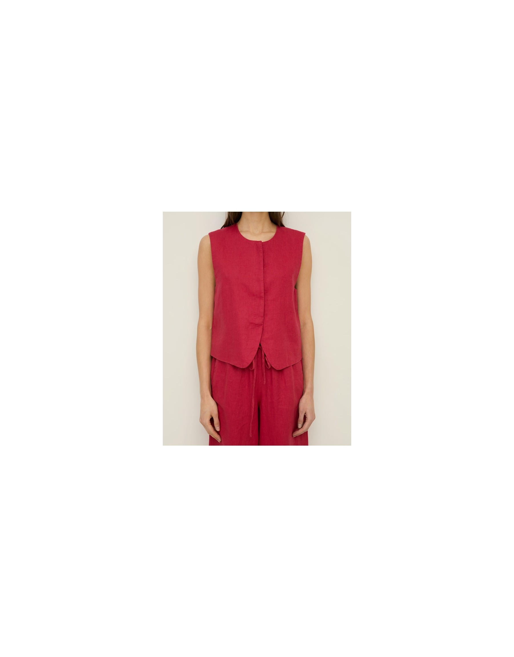 Gilet Minimal in 100% Lino – Lampone