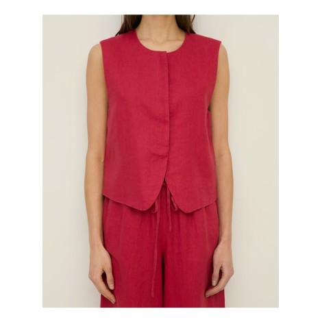 Gilet Minimal in 100% Lino – Lampone